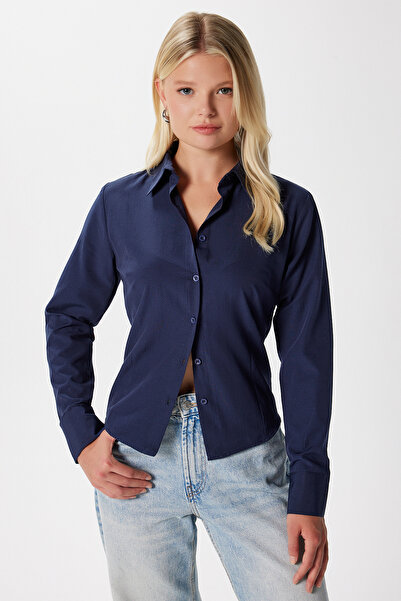 Ritnice Жіноча синя сорочка, що облягає фігуру, від Owen