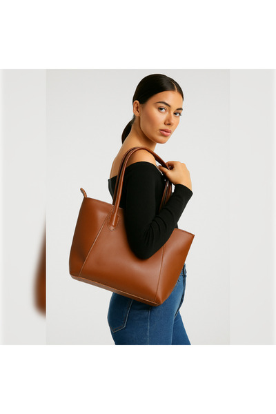 Arda Ege Women's Shoulder and Handbag Cutout Model Zippered Shoulder Handbag