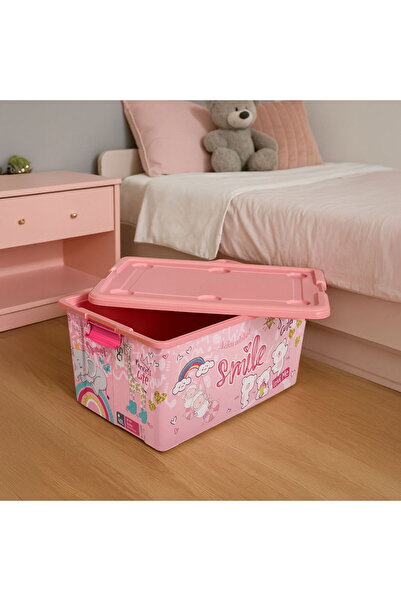 MATMEL Plastic Wheeled Toy Storage Box - Pink - 40 Lt