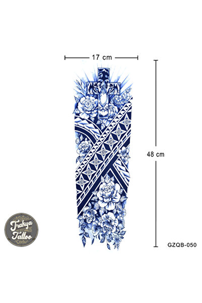 Trakya Tattoo 1 Ay Kalıcı Dövme Geçici Tam Kol Çiçek Maori Dövme