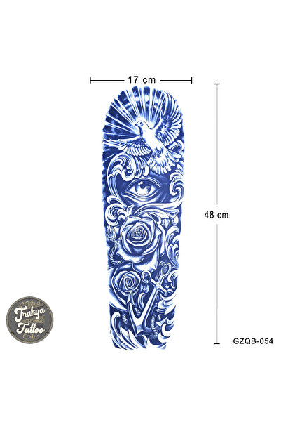 Trakya Tattoo Yarı Kalıcı Dövme Geçici Tam Kol Gül Güvercin Göz Dövme