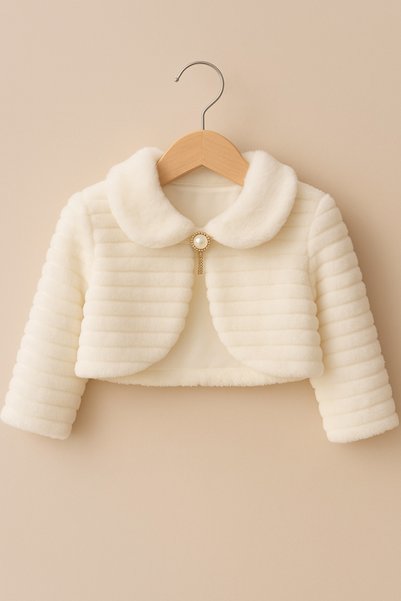 mini kanka Mini Kanka Girls' 3-15 Years Girls' Baby Girls Buckled Striped Plush Bolero