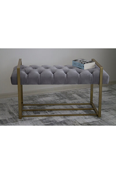 SEVİNÇ MOBİLYA gold metal ayak ucu bench puf kapitoneli bench puf