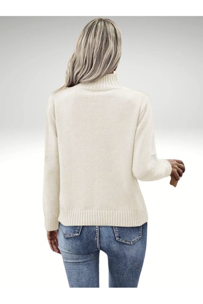 Gülçin Coşkun Tricotaj de bază pentru femei, cu model, cu gât înalt