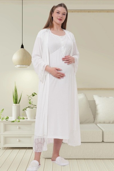 Viselya طقم ثوب نوم دانتيل للأمهات الحوامل من إكرو