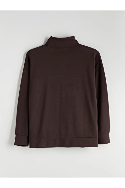 LC Waikiki Γυναικείο φούτερ LCW Comfort Brown ψηλός λαιμός