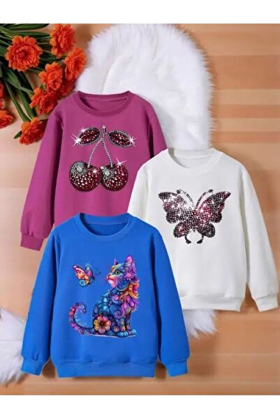 Kids 3'lü Renkli Yeni Rahat Sweatshirt