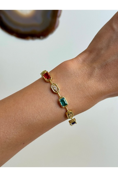 YOUES JEWELRY 316L Steel Element Colored Stone Bracelet Women Men Unisex