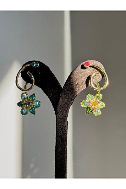 YOUES JEWELRY Çelik Renkli Taşlı Idyllia Damla Gold Küpe