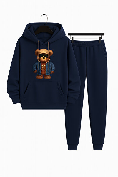 CLASSY.MODA طقم بدلة رياضية للجنسين مكون من قطعتين |   هودي وسروال بطبعة دب ت...