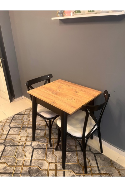 VOGUE TASARIM VE AKSESUAR 60x70 Küçük Mutfak Masası – Şık & Dayanıklı yemek masası çam ve siyah renk