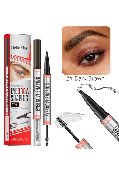 HelloKiss 2 in 1 4-Tip Brow Pen & Eyebrow Gel, Smudge Proof Waterproof Liquid...