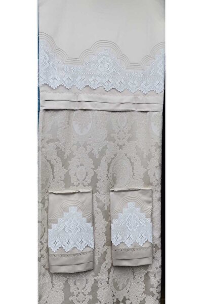 Firdevs moda çeyiz Çeyizlik Dantelli Cappuccino 4 Yastıklı Pike Takımı