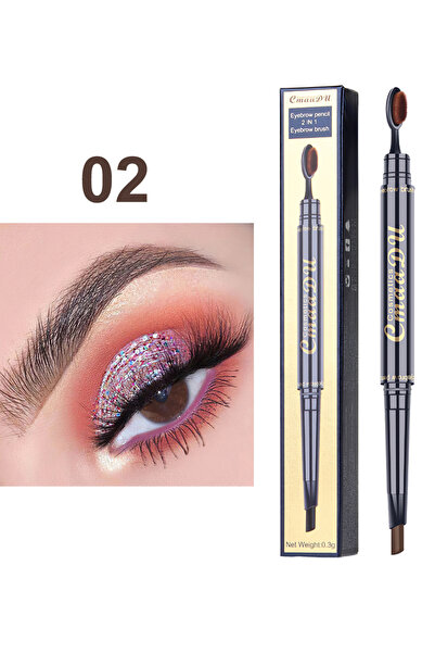 cmaadu قلم حواجب فرشاة الأسنان، قلم حواجب مقاوم للماء يدوم طويلاً برأس مزدوج ...