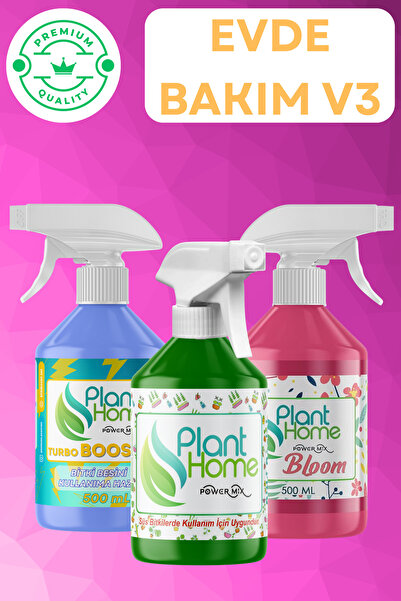Plant Home Power Mix Evde Bakım V3 – Power Mix, Turbo Booster ve Bloom 3’lü Bitki Besin Seti