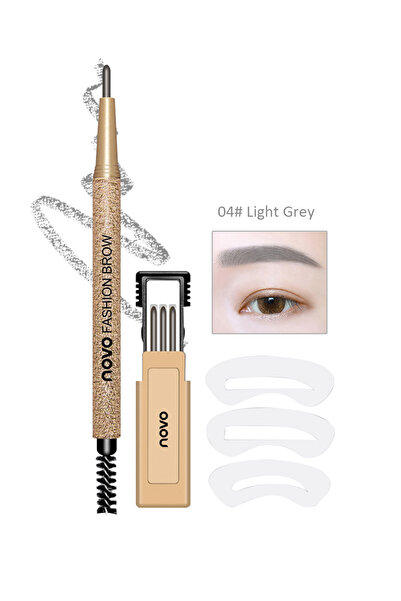 No-vo Eyebrow Stamp Shaping Kit, Waterproof, Sweatproof and Easy to Use, Light Grey