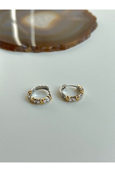 YOUES JEWELRY 316l Çelik 14 K Renk MİX Lüx Çift Renk Gold Silver VIP Seri Premium Kadın Küpe