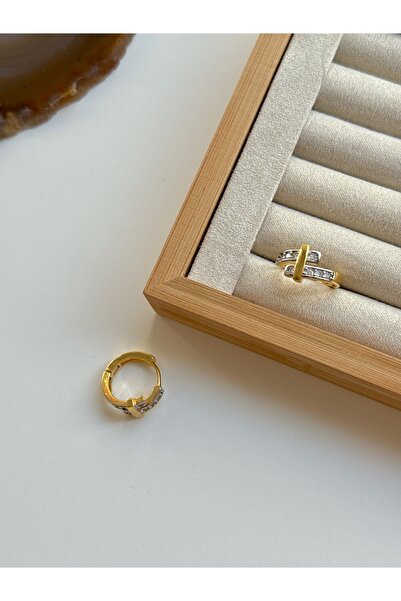 YOUES JEWELRY 316l Çelik 14 K Renk MİX Lüx Çift Renk Gold Silver VIP Seri Premium Kadın Küpe