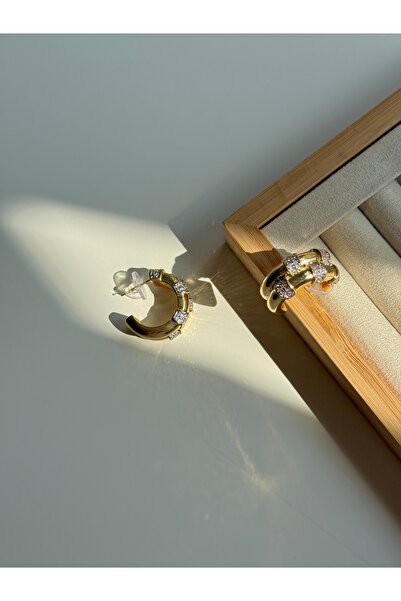 YOUES JEWELRY 316l Çelik 14 K Renk MİX Lüx Çift Renk Gold Silver VIP Seri Premium Kadın Küpe