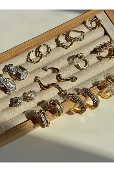 YOUES JEWELRY 316l Çelik 14 K Renk MİX Lüx Çift Renk Gold Silver VIP Seri Premium Kadın Küpe