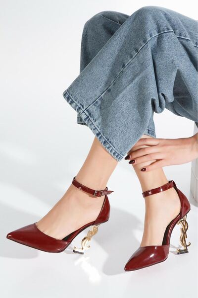 Shemard Style''s Bordo Metal High Heel Pointed Toe Elegant Stiletto