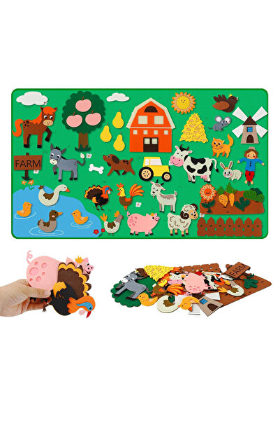 Choice5 مجموعة لوحة قصص حيوانات المزرعة من اللباد، مجموعة ألعاب تفاعلية للتعل...