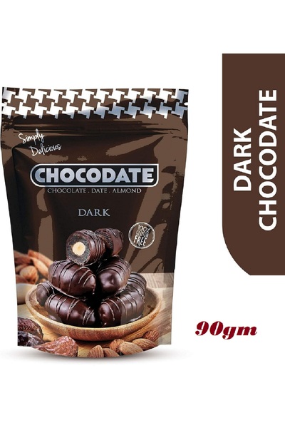CHOCODATE Extra Dark Golden Roasted Almond-perfect snacking -90gmx6