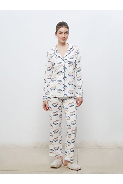 LC Waikiki LCW DREAM Gömlek Yaka Baskılı Kadın Pijama Takımı