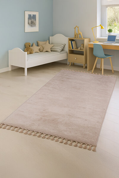 Bestekar Lunessa Vizon Ponpon Saçaklı Kaymaz Tabanlı Modern Yumuşak Yıkanabil...