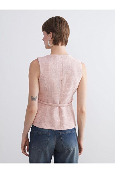 LC Waikiki Vestă din tweed pentru femei cu gât rotund (W5)