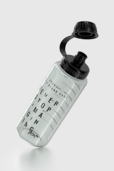 Renga Aegean Script Patterned 1000 ml Tritan Flask 912141 Black