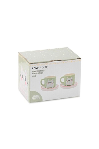 LC Waikiki Karişik Kedi Baskılı 2 Kişilik Porselen Kahve Fincan Takımı 90 Ml (W5)