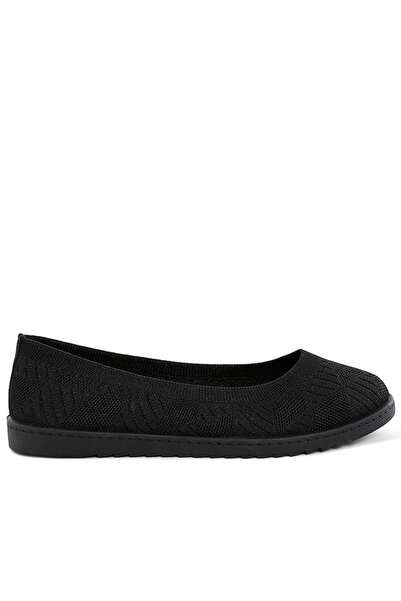 london Rag حذاء باليه مسطح محبوك للنساء باللون الأسود