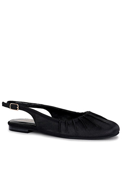 london Rag Women Satin Square Toe Flat Slingbacks in Black