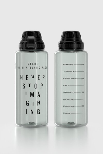 Renga Aegean Script Patterned 1000 ml Tritan Flask 912141 Black
