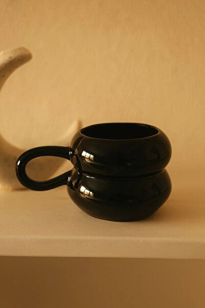 Anadolu Saray Handmade Ceramic Black Ring Handmade Mug Cup Design Mug Cup