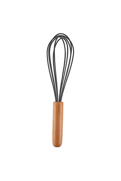 Choice5 High grade gray 1pc silicone egg beater 10-inch wooden handle manual ...