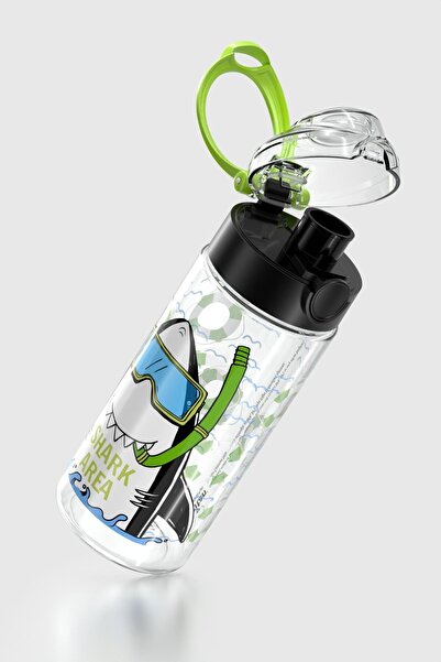 Renga Saga Shark Patterned 500 ml Tritan Children's Water Bottle 912014 Black-Green