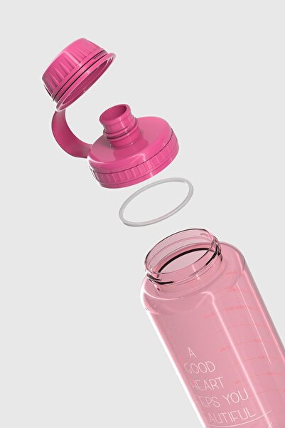 Renga Aegean Script Patterned 1000 ml Tritan Water Bottle 912141 Fuchsia