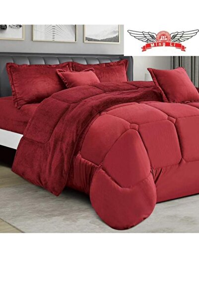 MİNG Lİ Single Winter Comforter, two-sided system, velvet side & fur side - 4-piece Comforter set, 230x170cm