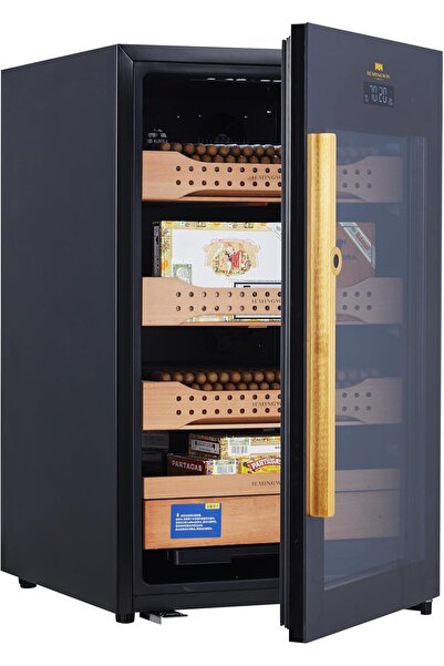 Hemingway B2 ECigar Humidor 650, Spanish Cedar Wood, Touchscreen, Fingerprint Lock Temperature