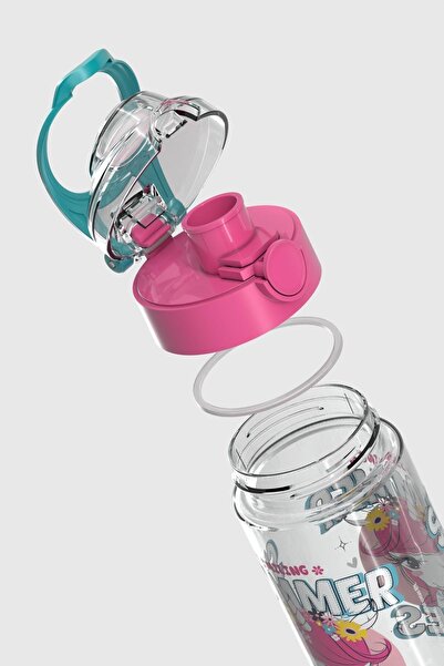 Renga Saga Patterned 500 ml Tritan Children's Water Bottle 912014 Pink-Turquoise