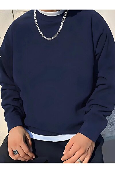 MODAVİBE Унисекс суитшърт с обло деколте – 2-слоен полиестер с кадифена текст...