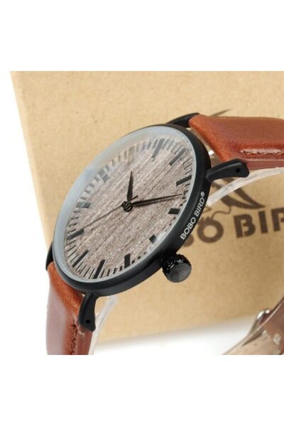 Bobo Bird Wood Watch with Leather Strap Knut