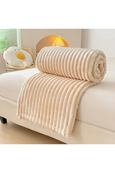 MİNG Lİ Soft & Warm 1500 grams Striped Flannel Blanket - Versatile Double Blanket, 220x200cm, & All Seasons