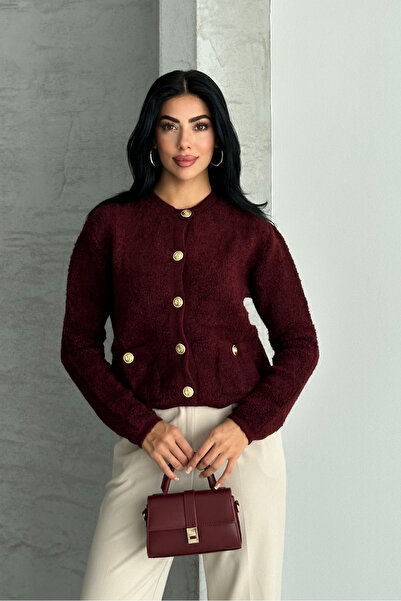 macharel jeans Buckle Knitted Buttoned Sweater with Pockets