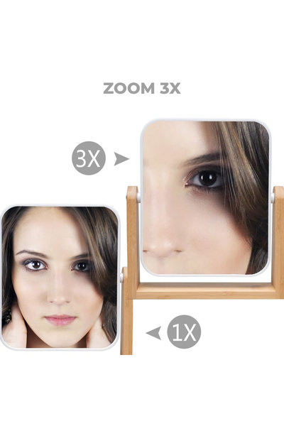 Elindor ® Cosmetic Makeup Mirror, 3X Magnifying Magnifier, 360 Rotation, Bamboo Base, White