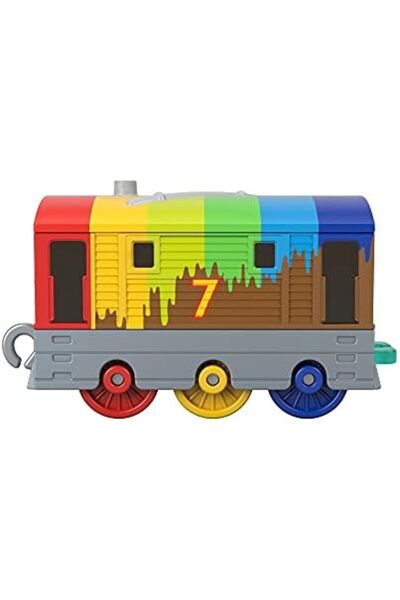 Thomas&Friends Rainbow Toby Push-Along Train Engine for Preschool Kids Ages 3+