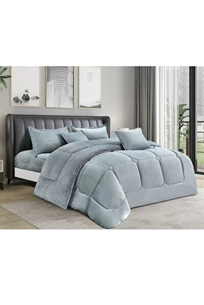MİNG Lİ Single Winter Comforter, two-sided system, velvet side & fur side - 4-piece Comforter set, 230x170cm