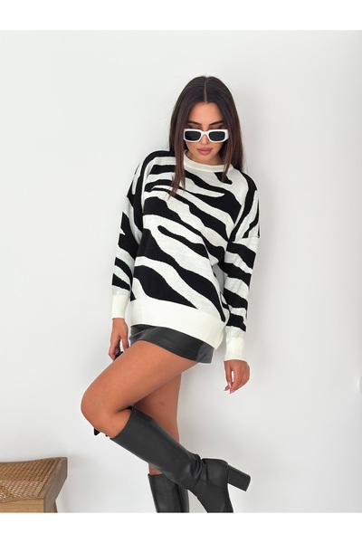 b buhari bykoc Tricotaj cu model zebră cu textura moale